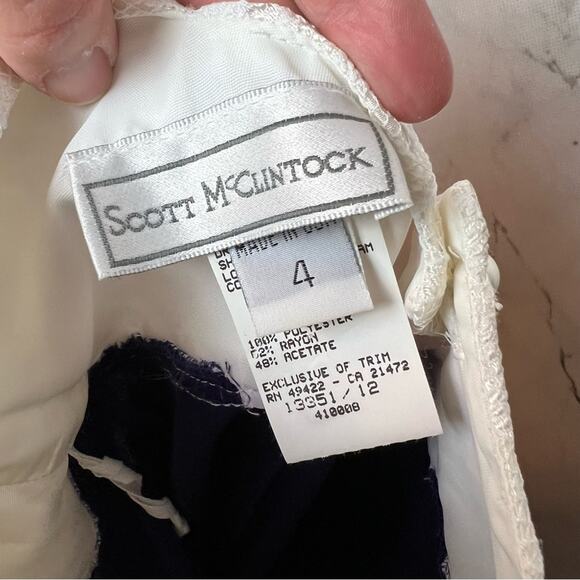 Scott McClintock Vintage Lace Beaded Dress Royal Blue White 4 Small - Picture 13 of 16